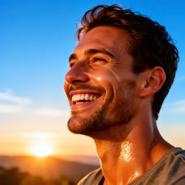 Healthy energized person after sleep treatment