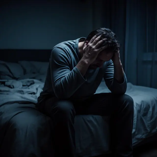 Exhausted person struggling with sleep